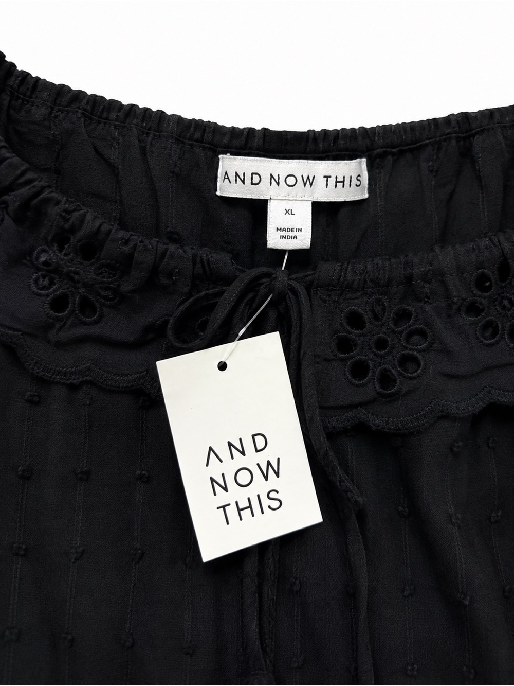 AND NOW THIS Black Eyelet Ruffle Tiered Tank Top NWT Women's Size XL - Picture 4 of 5
